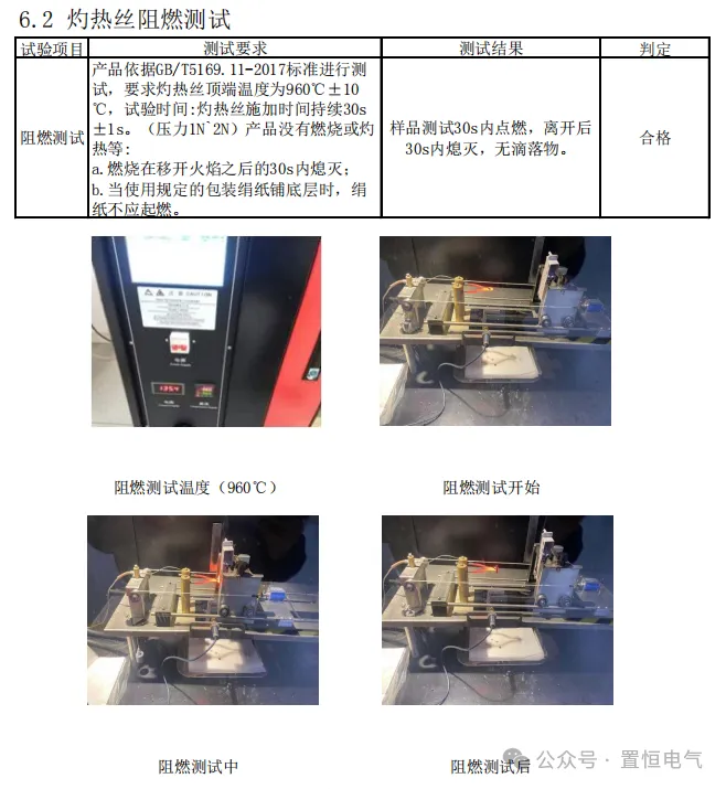 灼熱絲(si) 測試合格報告
