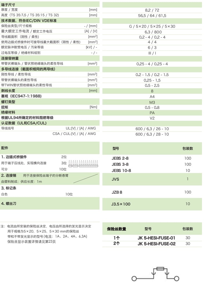 分斷旋臂式保險絲(si) 端子 JK5-HESI-FUSE