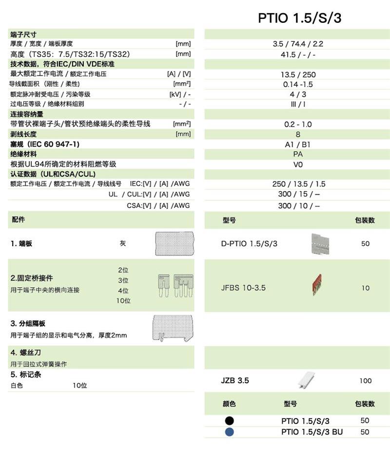 PT直插式係列PTIO 1.5/S/3