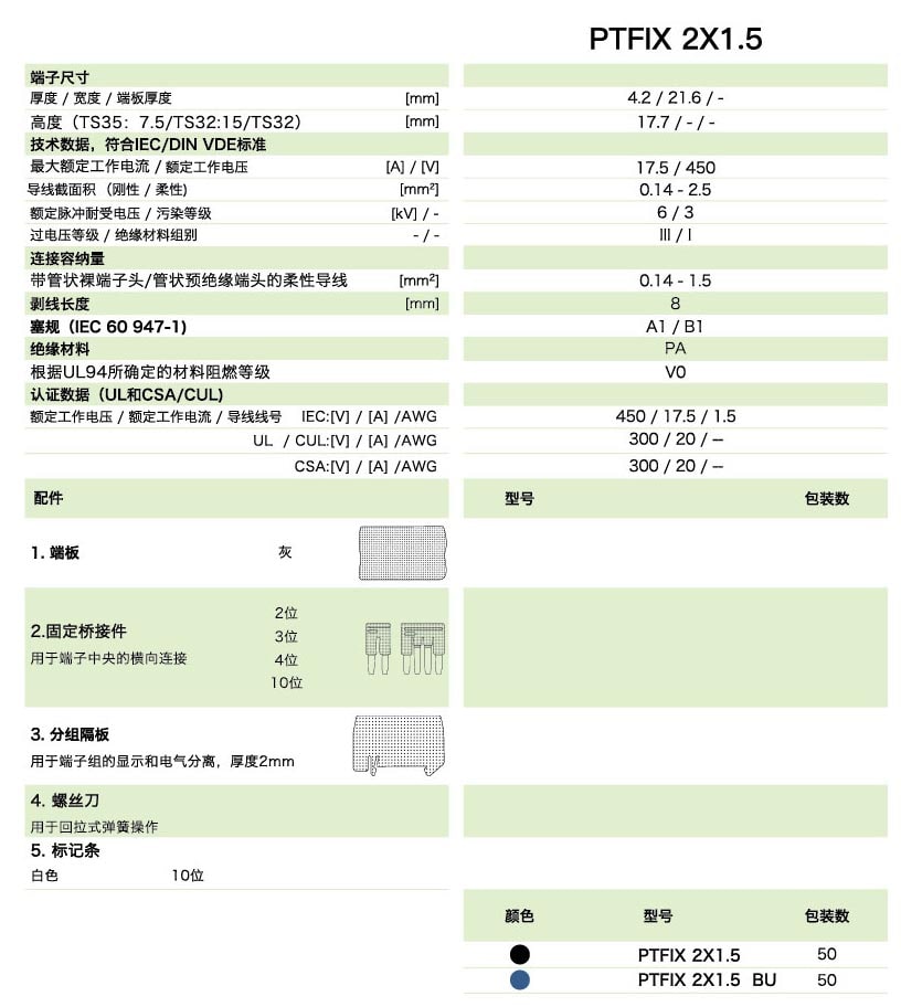 PT直插式係列PTFIX 2X1.5