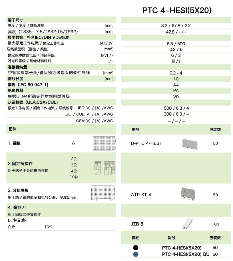 PT直插式係列PTC 4-HESI(5X20)